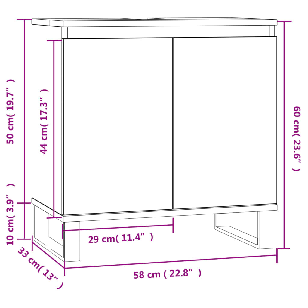 Bathroom Cabinet Sonoma Oak 58x33x60 cm Engineered Wood