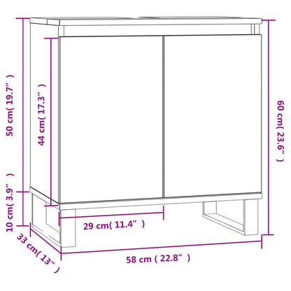 Bathroom Cabinet Smoked Oak 58x33x60 cm Engineered Wood