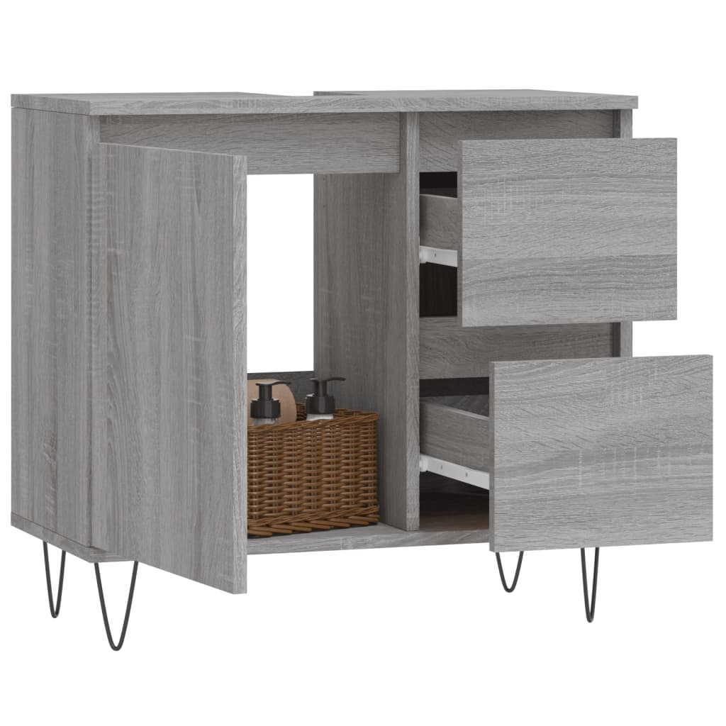 Bathroom Cabinet Grey Sonoma 65x33x60 cm Engineered Wood