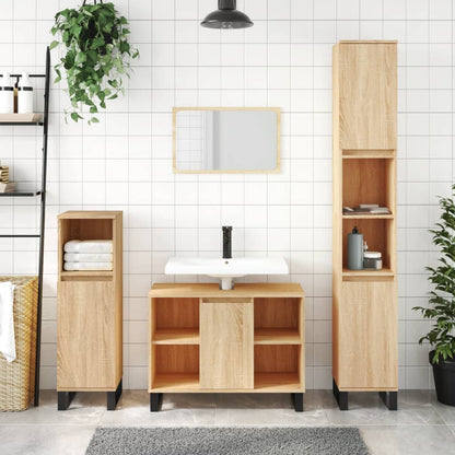 Bathroom Cabinet Sonoma Oak 80x33x60 cm Engineered Wood