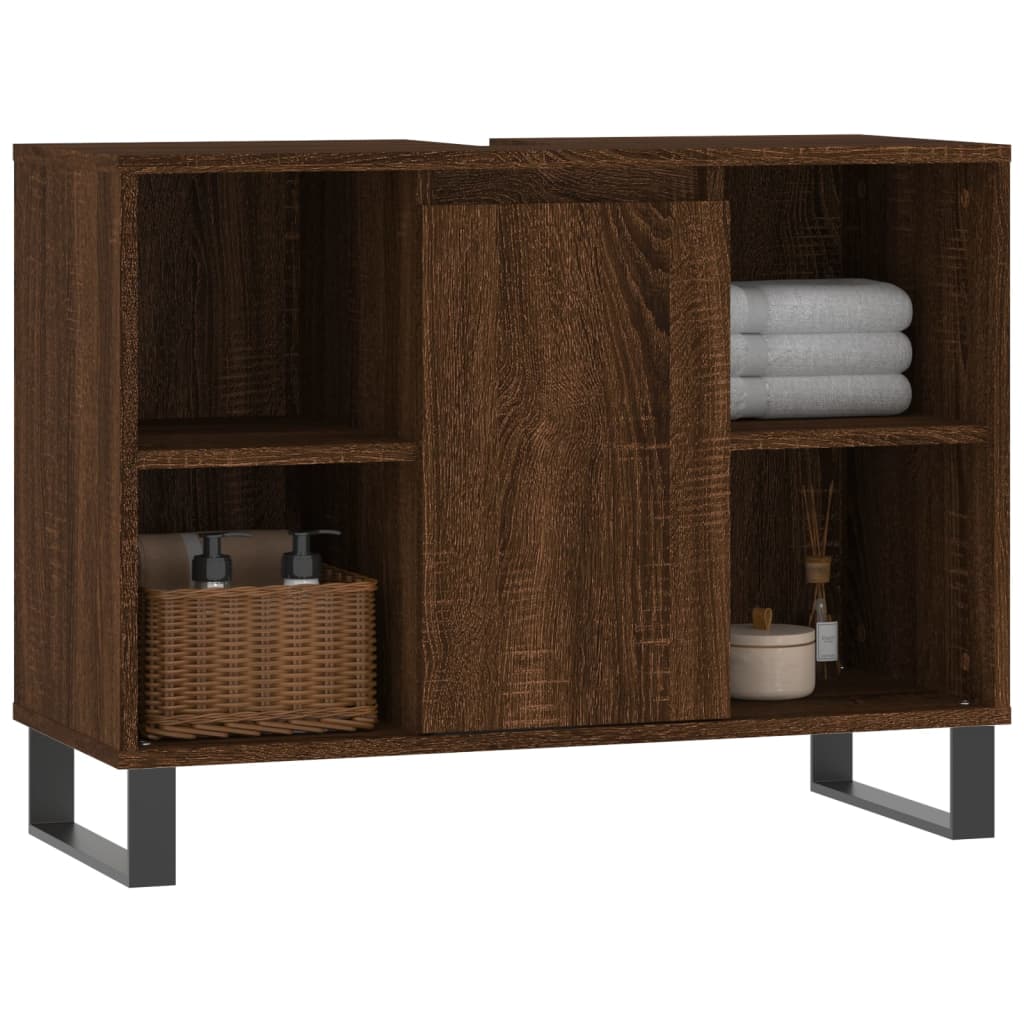 Bathroom Cabinet Brown Oak 80x33x60 cm Engineered Wood