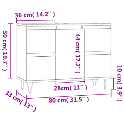 Bathroom Cabinet Brown Oak 80x33x60 cm Engineered Wood