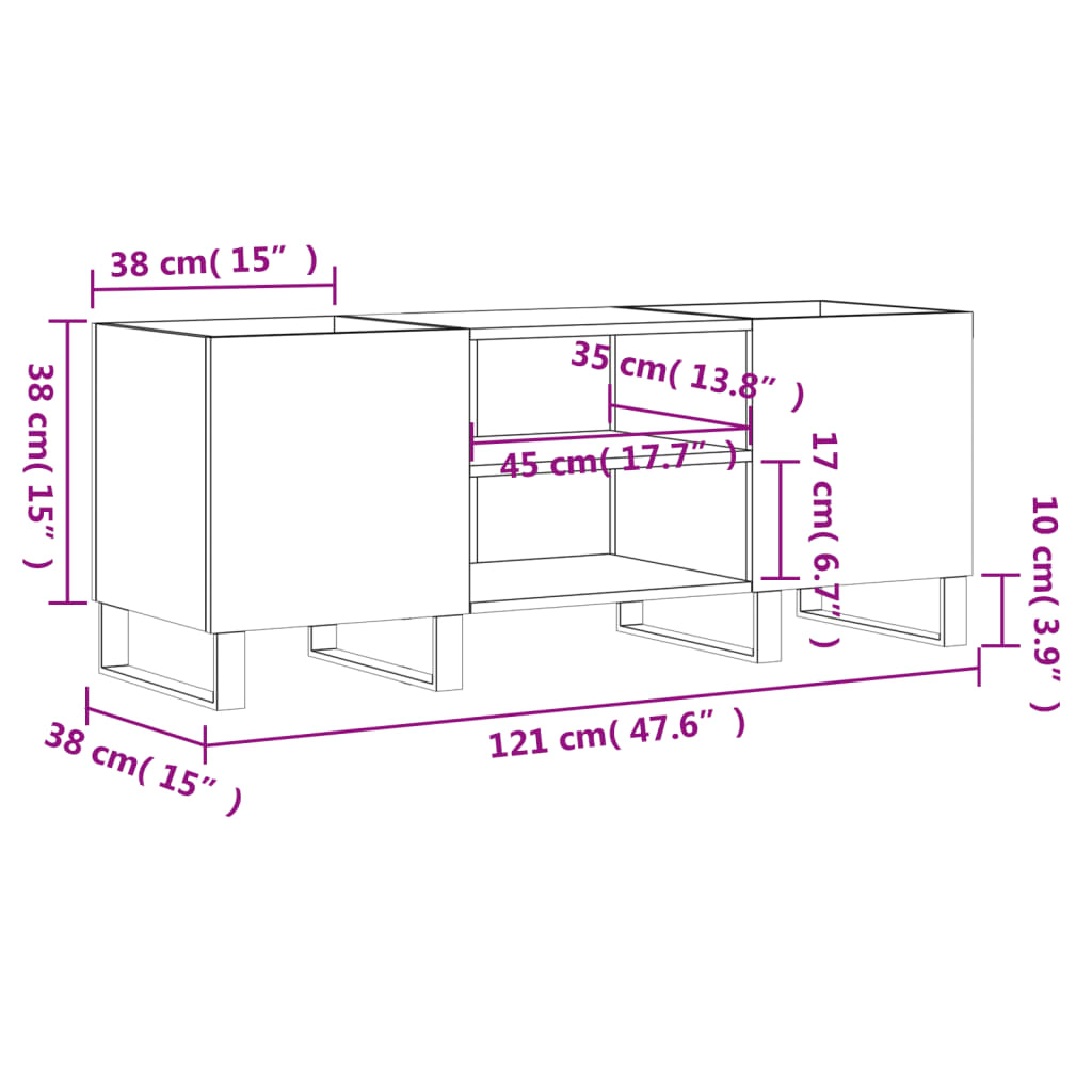 Record Cabinet Sonoma Oak 121x38x48 cm Engineered Wood