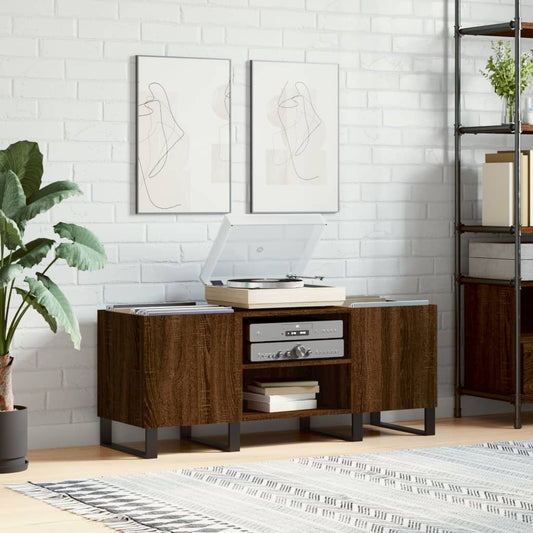 Record Cabinet Brown Oak 121x38x48 cm Engineered Wood