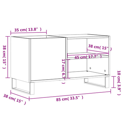 Record Cabinet Smoked Oak 85x38x48 cm Engineered Wood