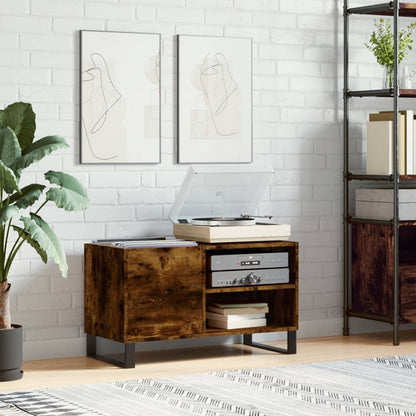 Record Cabinet Smoked Oak 85x38x48 cm Engineered Wood