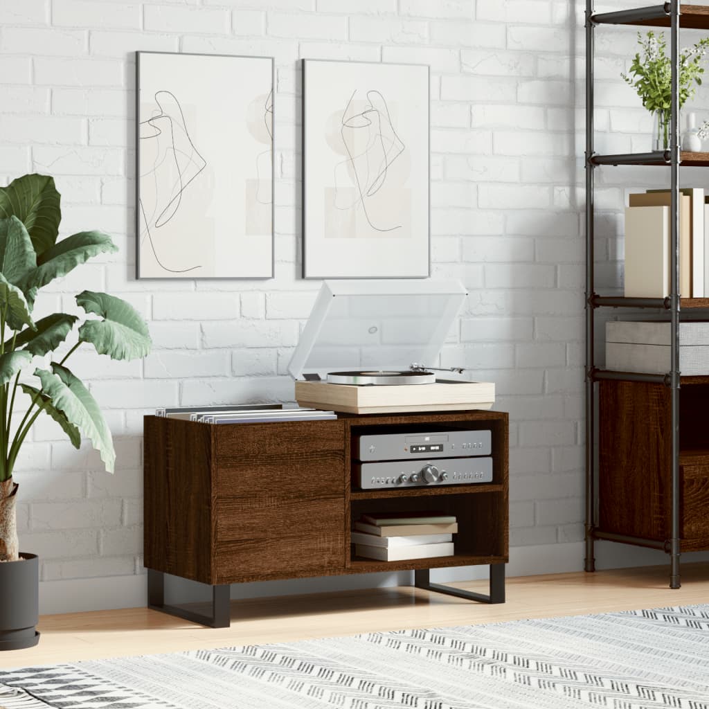 Record Cabinet Brown Oak 85x38x48 cm Engineered Wood