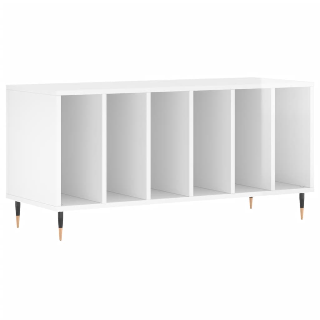 Record Cabinet High Gloss White 100x38x48 cm Engineered Wood