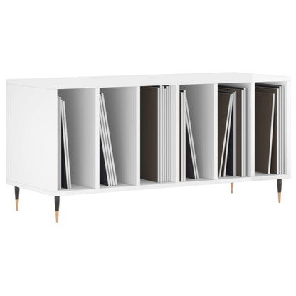 Record Cabinet High Gloss White 100x38x48 cm Engineered Wood