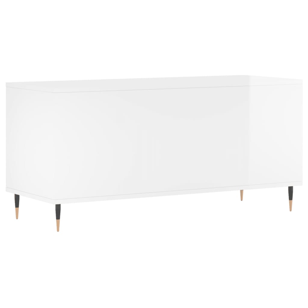 Record Cabinet High Gloss White 100x38x48 cm Engineered Wood