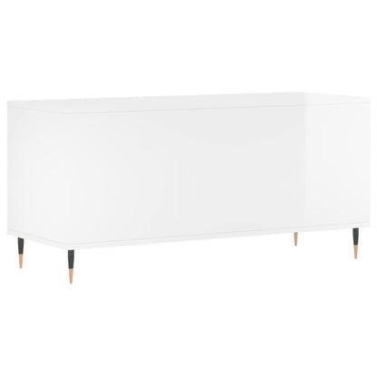 Record Cabinet High Gloss White 100x38x48 cm Engineered Wood