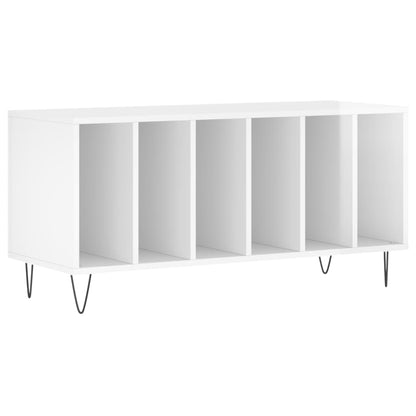 Record Cabinet High Gloss White 100x38x48 cm Engineered Wood