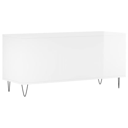 Record Cabinet High Gloss White 100x38x48 cm Engineered Wood