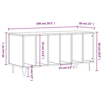 Record Cabinet High Gloss White 100x38x48 cm Engineered Wood