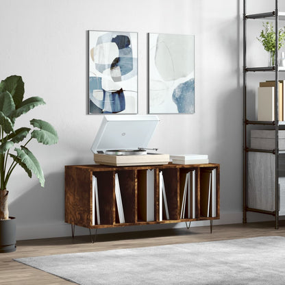 Record Cabinet Smoked Oak 100x38x48 cm Engineered Wood