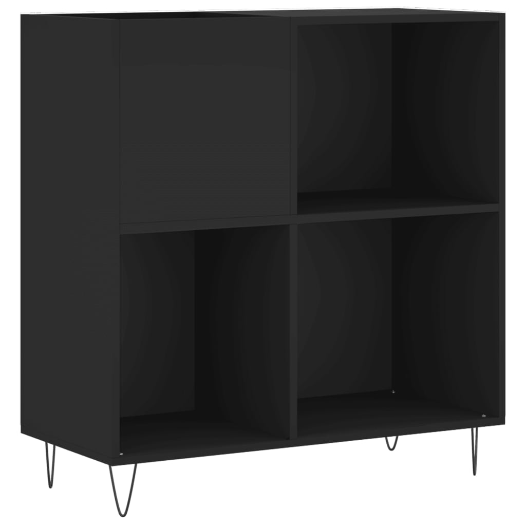 Record Cabinet Black 84.5x38x89 cm Engineered Wood