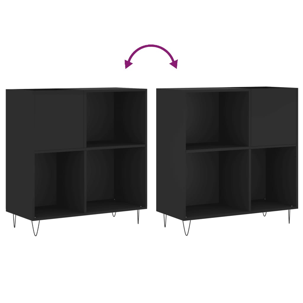 Record Cabinet Black 84.5x38x89 cm Engineered Wood