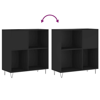 Record Cabinet Black 84.5x38x89 cm Engineered Wood