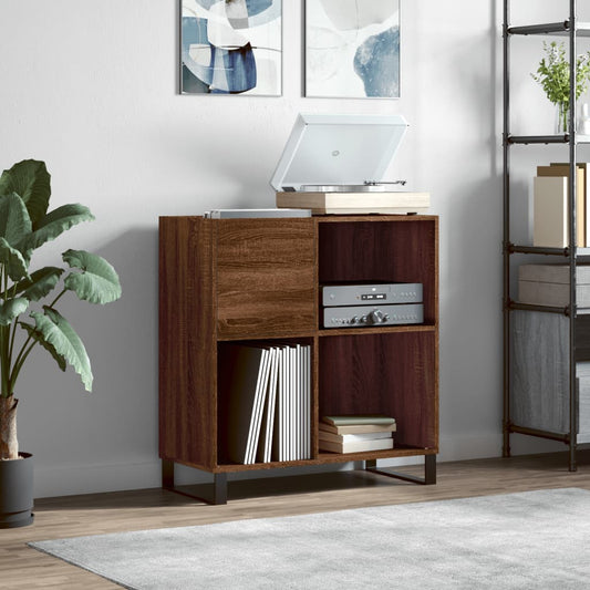 Record Cabinet Brown Oak 84.5x38x89 cm Engineered Wood