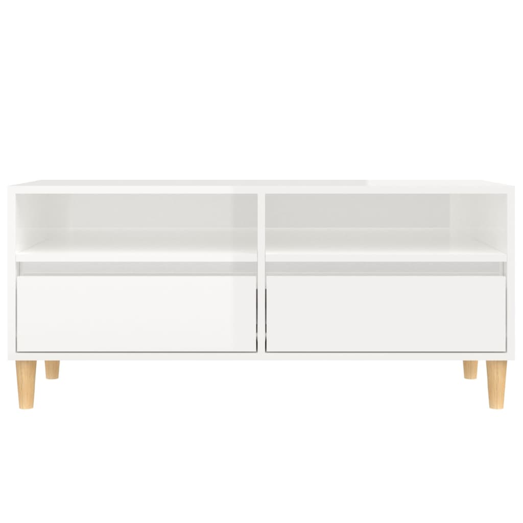 TV Cabinet High Gloss White 100x34.5x44.5 cm Engineered Wood