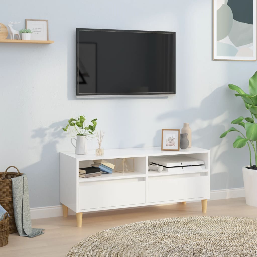 TV Cabinet High Gloss White 100x34.5x44.5 cm Engineered Wood