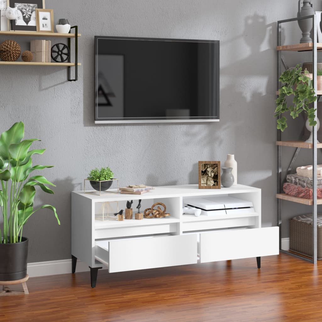 TV Cabinet White 100x34.5x44.5 cm Engineered Wood