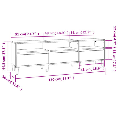 TV Cabinet Black 150x30x44.5 cm Engineered Wood