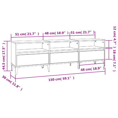 TV Cabinet Concrete Grey 150x30x44.5 cm Engineered Wood