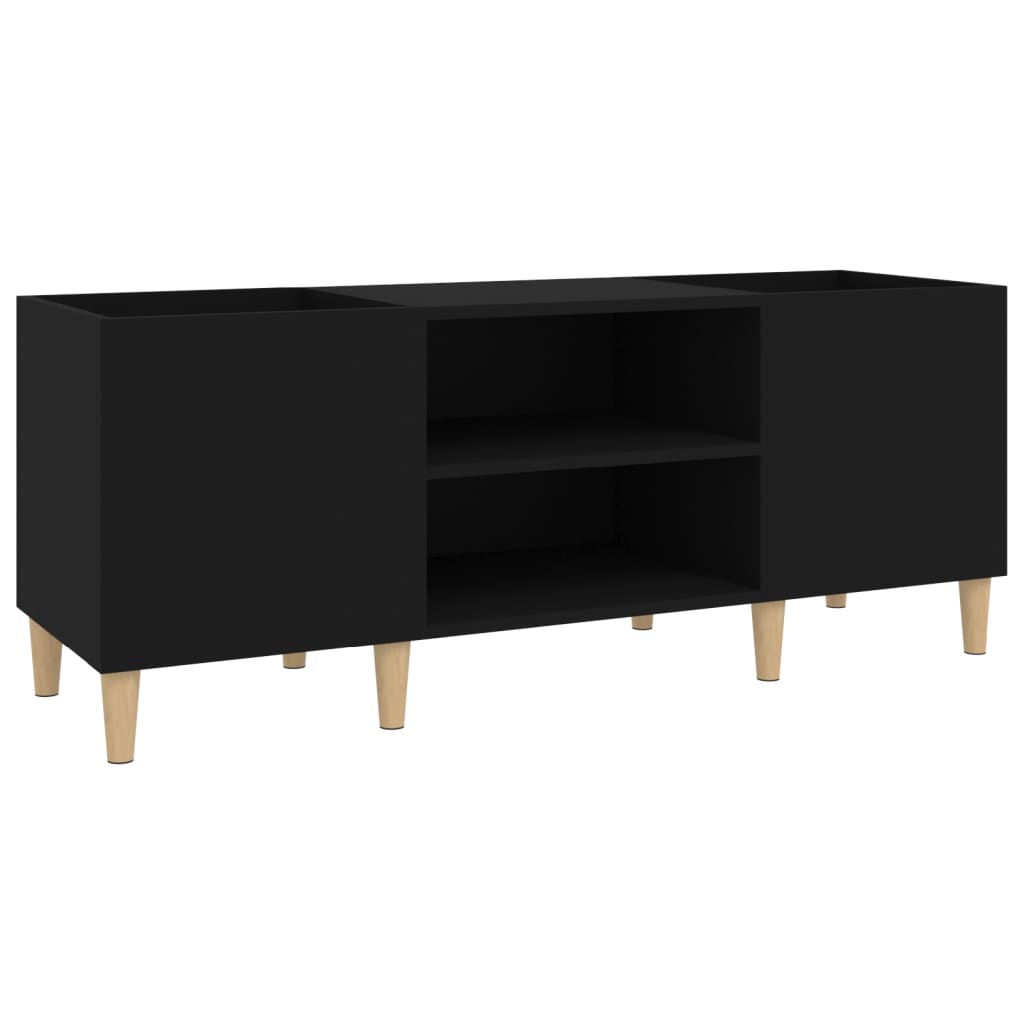 Record Cabinet Black 121x38x48 cm Engineered Wood