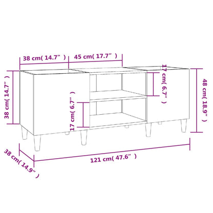 Record Cabinet Black 121x38x48 cm Engineered Wood