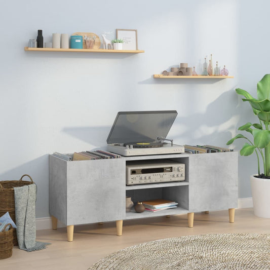 Record Cabinet Concrete Grey 121x38x48 cm Engineered Wood