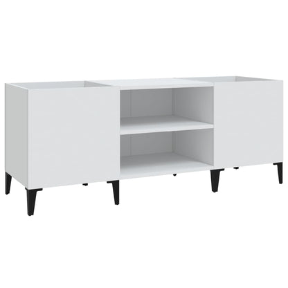 Record Cabinet White 121x38x48 cm Engineered Wood