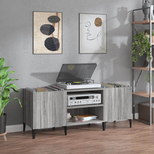 Record Cabinet Grey Sonoma 121x38x48 cm Engineered Wood