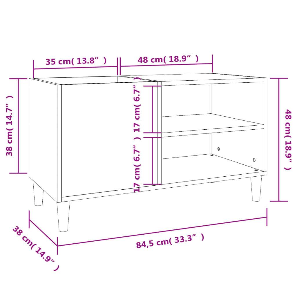 Record Cabinet Sonoma Oak 84.5x38x48 cm Engineered Wood