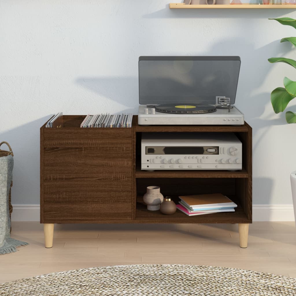 Record Cabinet Brown Oak 84.5x38x48 cm Engineered Wood