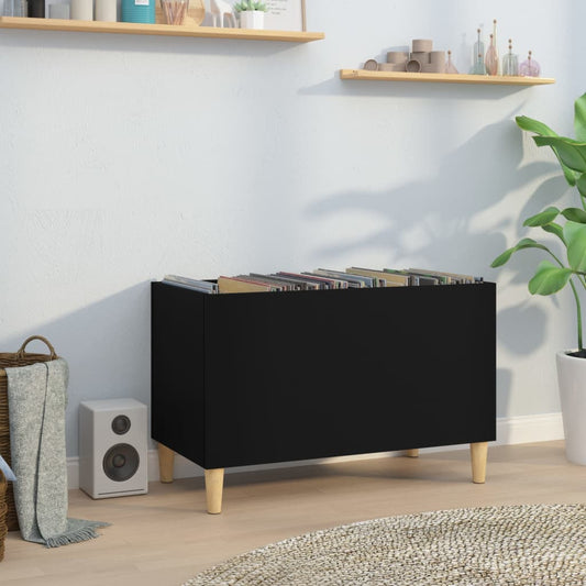 Record Cabinet Black 74.5x38x48 cm Engineered Wood