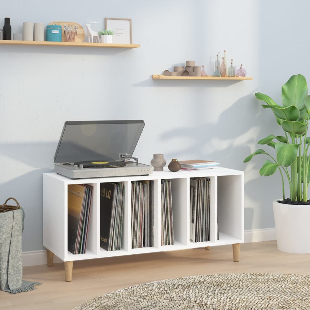 Record Cabinet White 100x38x48 cm Engineered Wood