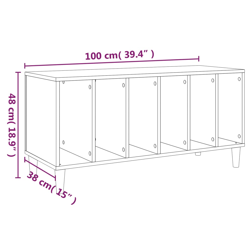 Record Cabinet Sonoma Oak 100x38x48 cm Engineered Wood