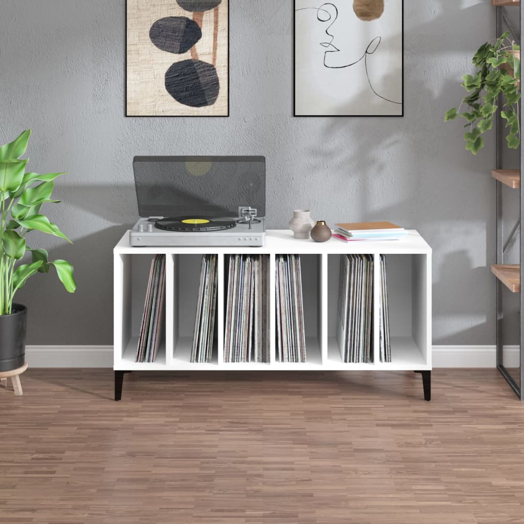 Record Cabinet White 100x38x48 cm Engineered Wood