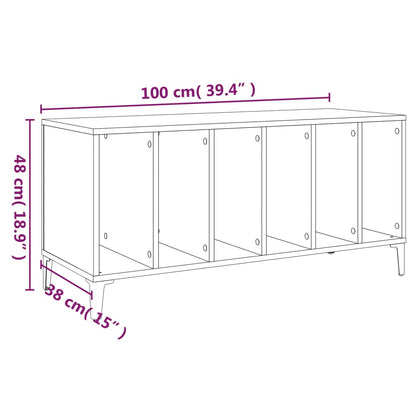 Record Cabinet White 100x38x48 cm Engineered Wood