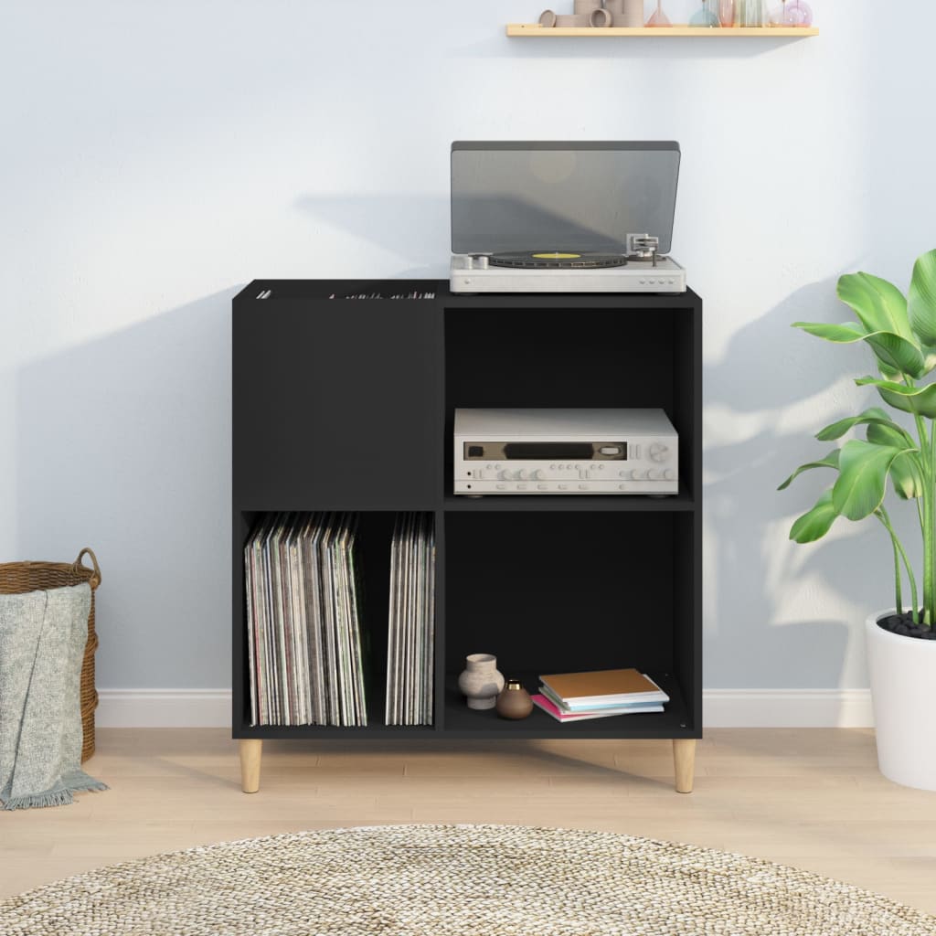 Record Cabinet Black 84.5x38x89 cm Engineered Wood