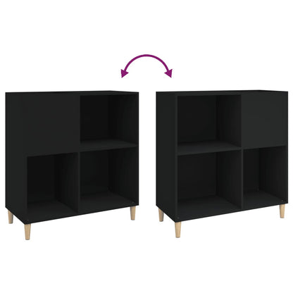 Record Cabinet Black 84.5x38x89 cm Engineered Wood