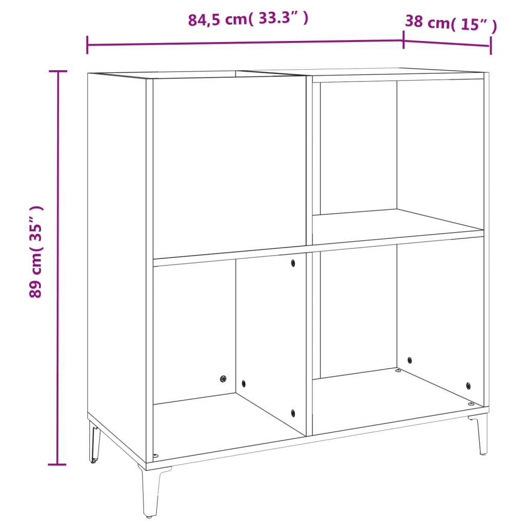 Record Cabinet White 84.5x38x89 cm Engineered Wood