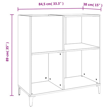 Record Cabinet White 84.5x38x89 cm Engineered Wood