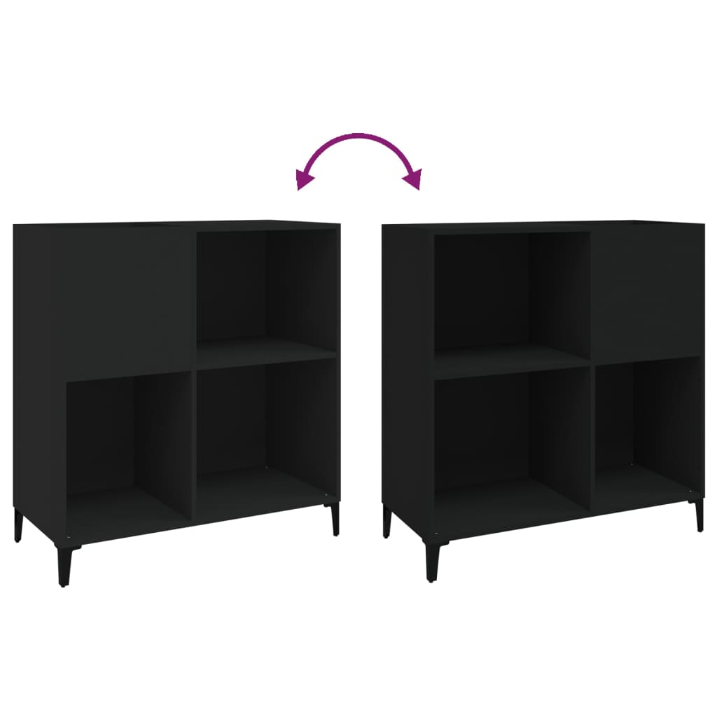 Record Cabinet Black 84.5x38x89 cm Engineered Wood