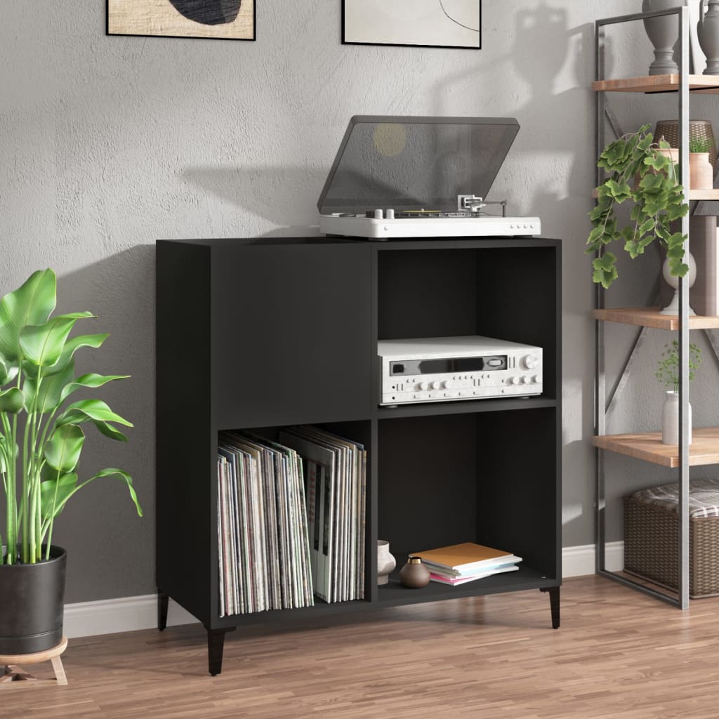 Record Cabinet Black 84.5x38x89 cm Engineered Wood