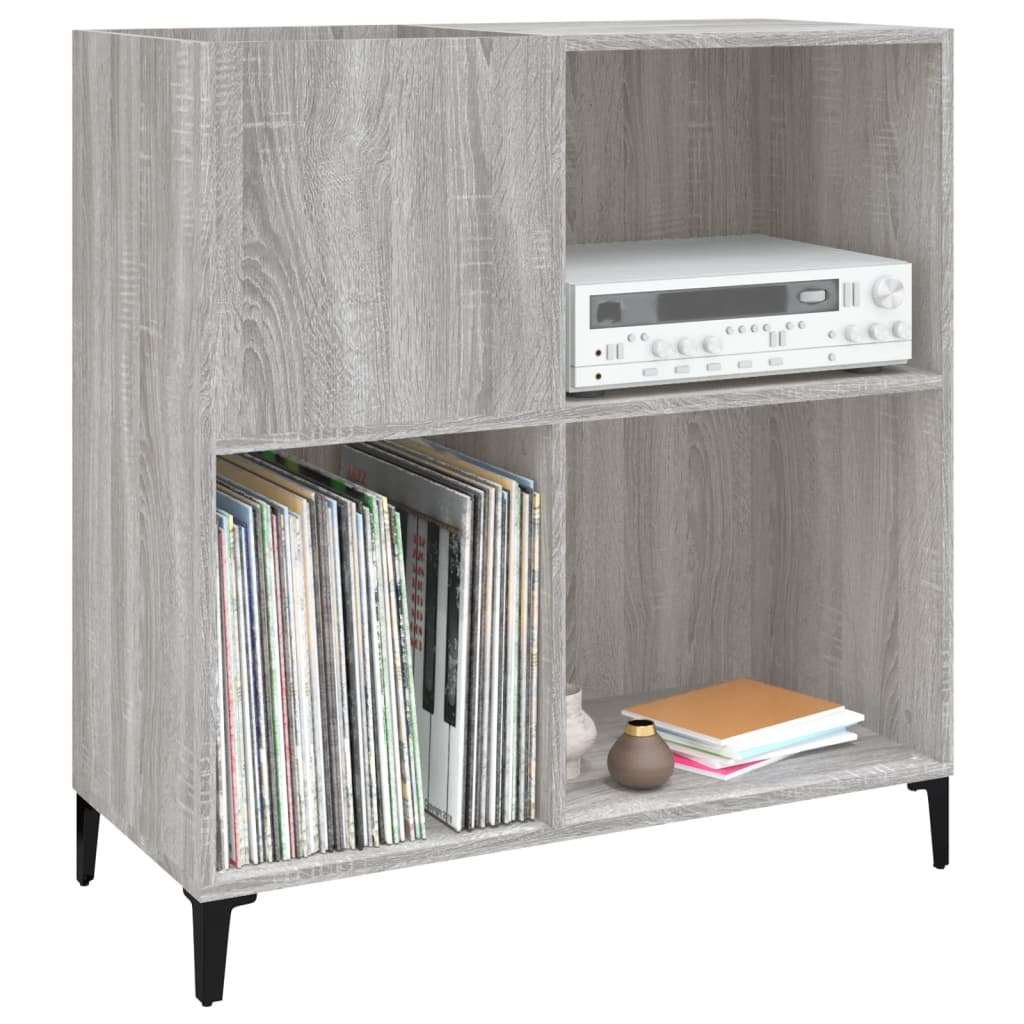 Record Cabinet Grey Sonoma 84.5x38x89 cm Engineered Wood