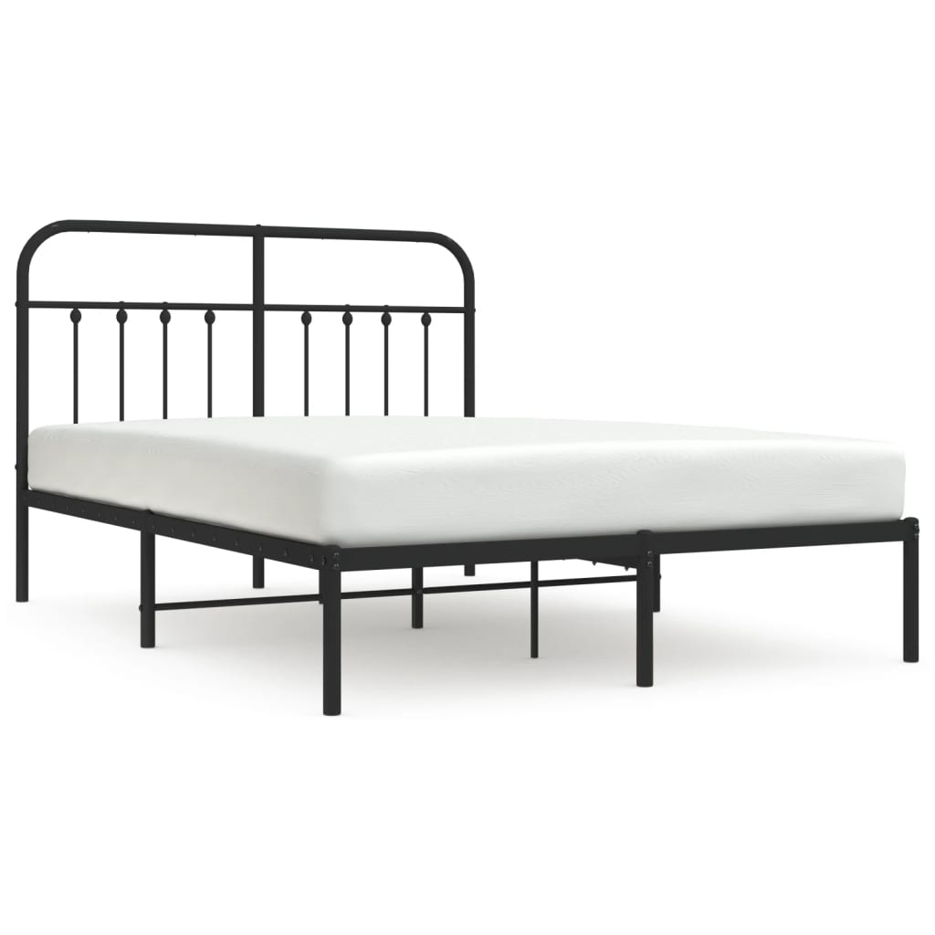 Metal Bed Frame without Mattress with Headboard Black 140x200 cm