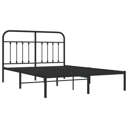 Metal Bed Frame without Mattress with Headboard Black 140x200 cm