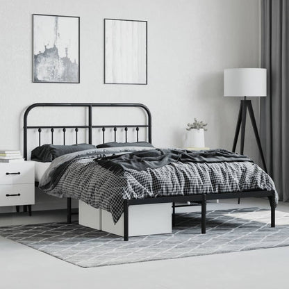 Metal Bed Frame without Mattress with Headboard Black 140x200 cm